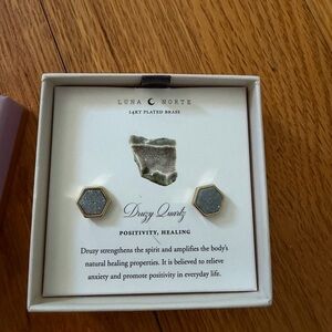 T.J.Maxx Gold Hexagon Druzy Stud Earrings in Gray